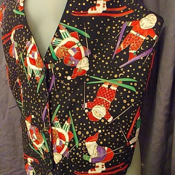 Vintage Robyn-Lyn Ugly Christmas Skiing Santa Vest - Picture 2 of 6